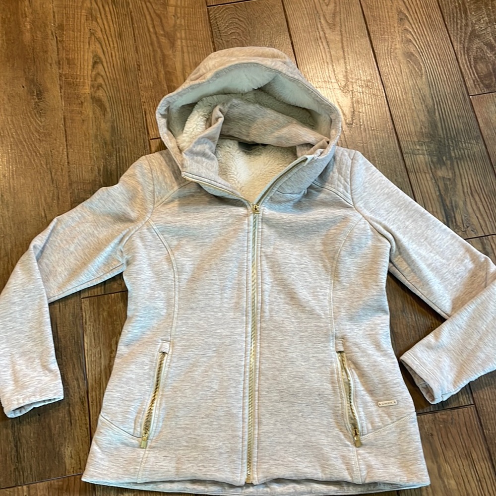 Women's Light Gray Hooded Zip Jacket